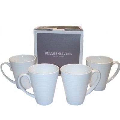 Belleek Ripple Set of 4 Mugs