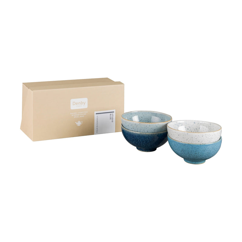 Denby Studio Blue 4 Piece Rice Bowl Set