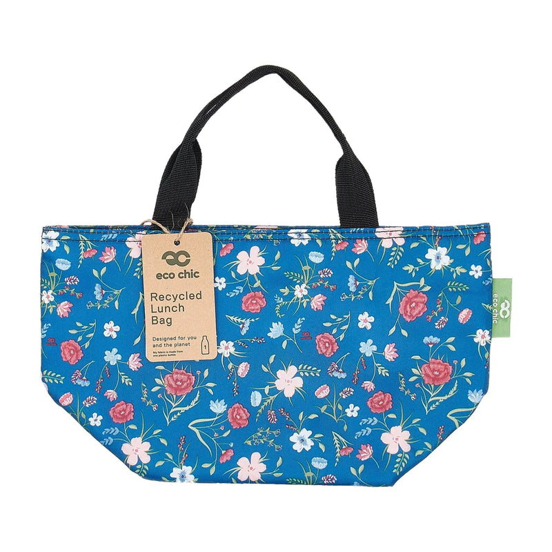 Eco Chic Lightweight Foldable Lunch Bag Floral Navy