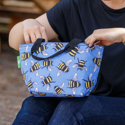 Eco Chic Blue Bumblebees Recycled Insulated Lunch Bag