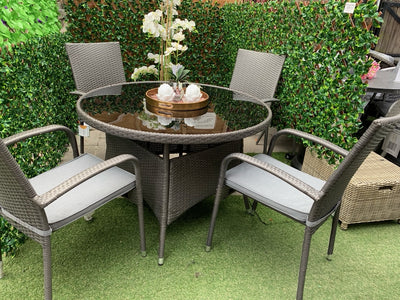 Collect in-store ONLY Royalcraft Malaga Grey Rattan 4 Seater Stacking Dining Set