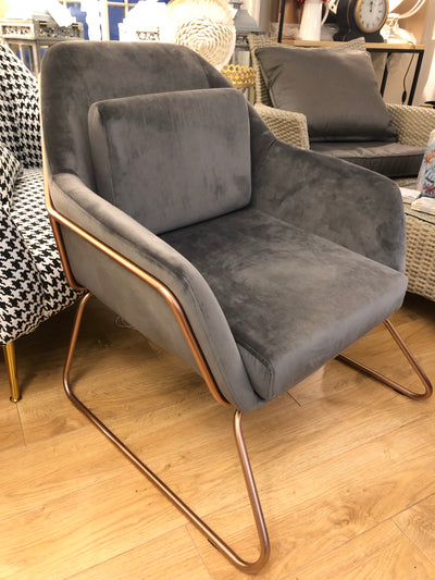 Porto grey chair with rose gold frame
