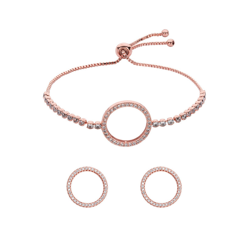 Belle & Beau Rose Gold Horizon Toggle Bracelet & Earring Gift Set