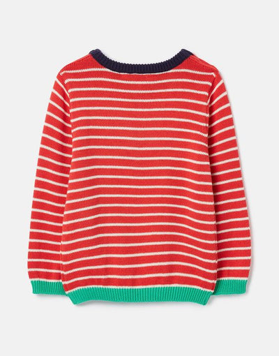 Joules Baby’s Cracking Festive Knitted Jumper - Pudding Red