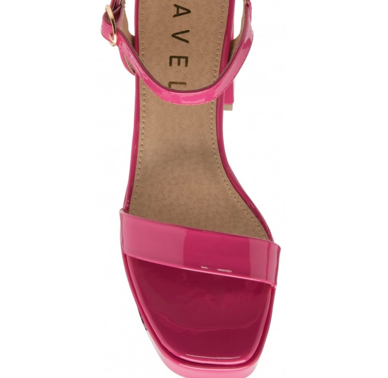 Ravel Womens Moray Block Heeled Open-Toed Sandals- Magenta Pink Patent