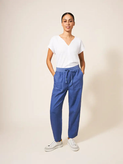 White Stuff Womens Effie Linen Trouser - Mid Blue