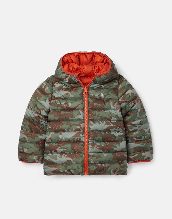 Joules Boys Switch It Showerproof Reversible Jacket- Dino Camo