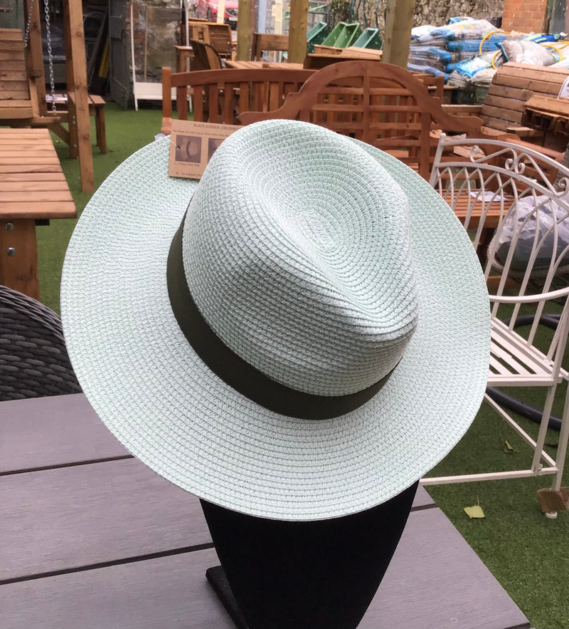 Black Ginger Foldable Ladies Panama Hat in Mottled or Mint Green