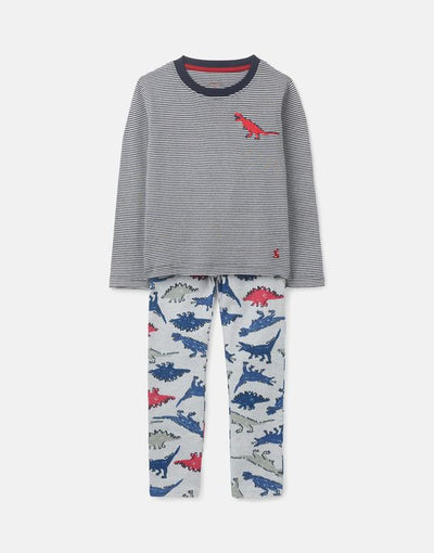 Joules Boys Goodnight Pyjama Set - Grey Dino
