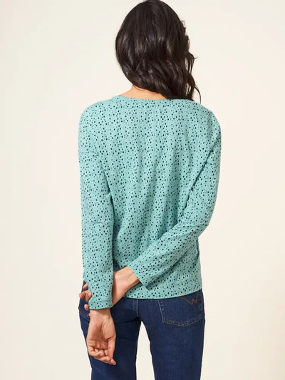 White Stuff Womens Nelly Long Sleeve Tee - Teal Print