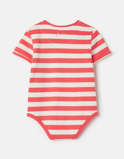 Joules Baby Girl Jasper Organic Cotton Short Sleeve Bodysuit- Pink Stripe