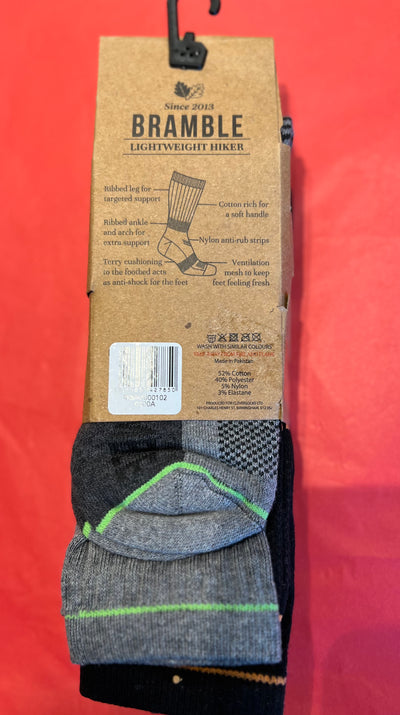 Bramble Mens Lightweight Hiker Socks - Grey/Neon