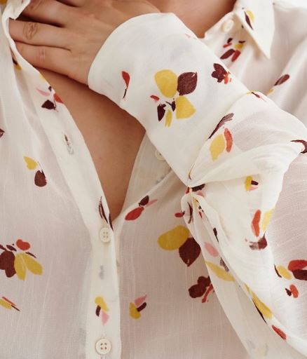 Inwear Womens Kathy Long Sleeve Blouse- French Nougat/Windy Flowers