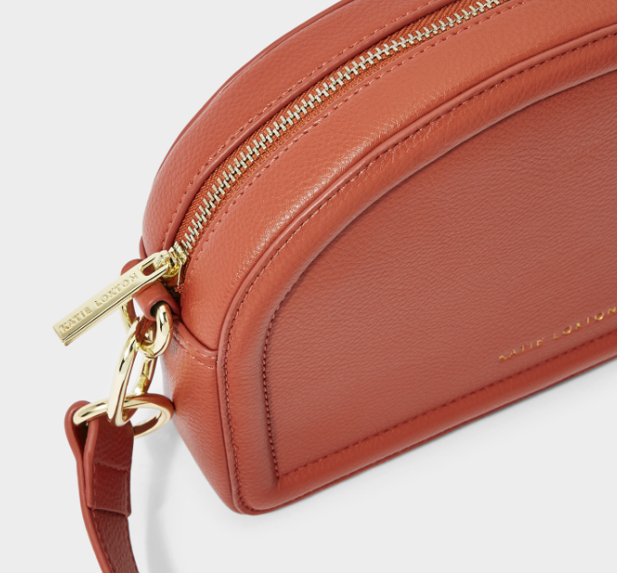 Katie Loxton Keira handbag, in terracotta, half moon bag