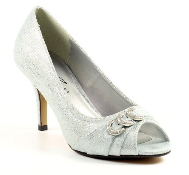 Lunar Ladies Peep Toe Court Shoe, Lyla, in Silver