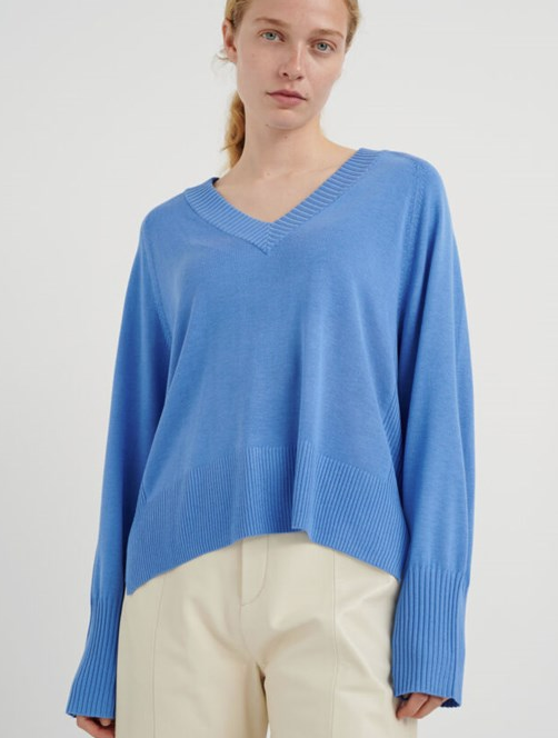 In Wear ladies MusetteIW V Neck Pullover in Fall Blue, Musette jumper