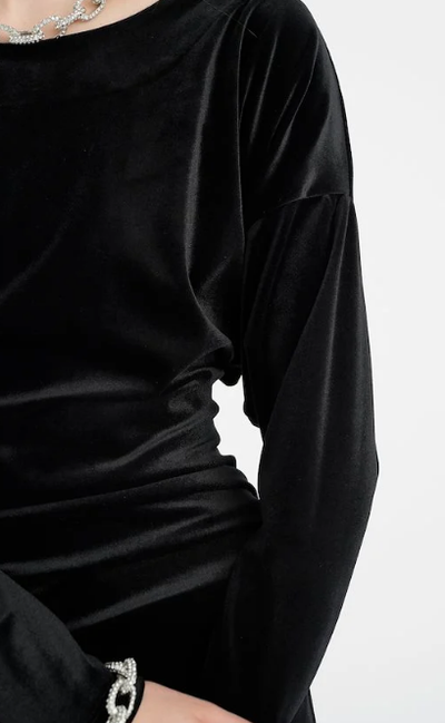 In Wear ladies Short Dress Ofiaiw, in Black velour, Ofia