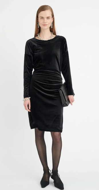 In Wear ladies Short Dress Ofiaiw, in Black velour, Ofia