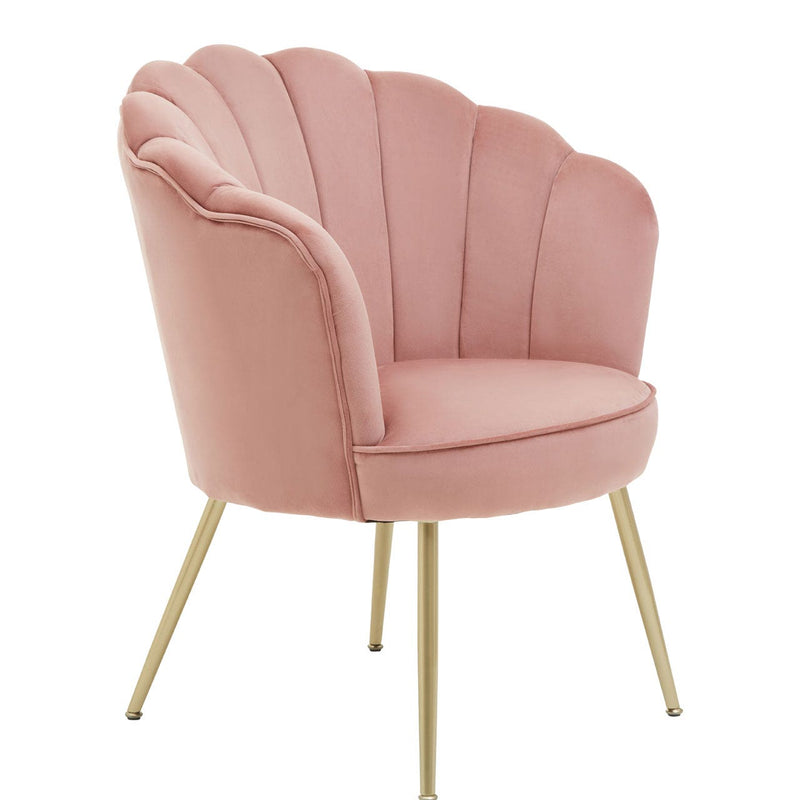 Ovala scalloped pink velvet chair