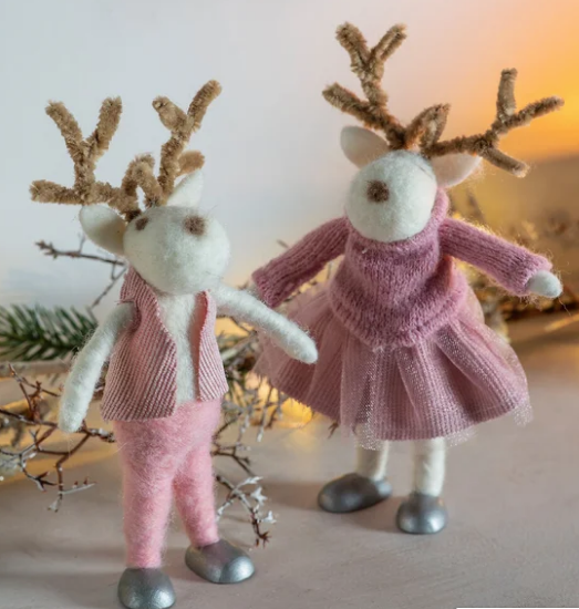 19cm Set of 2 Ballet Reindeers