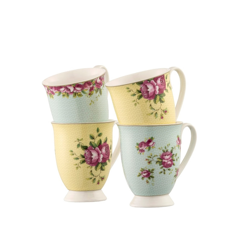 Aynsley Archive Rose Footed Mugs x4
