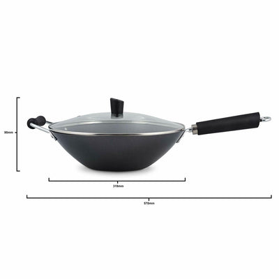 Ken Hom Excellence 31cm Carbon Steel Wok Non-Stick 4 Piece Set Stir Fry Pan