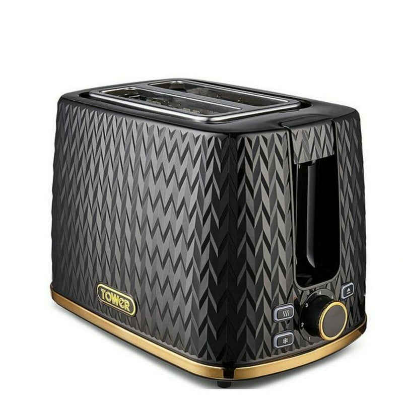 Tower Empire 2 Slice Toaster Black & Gold 900W