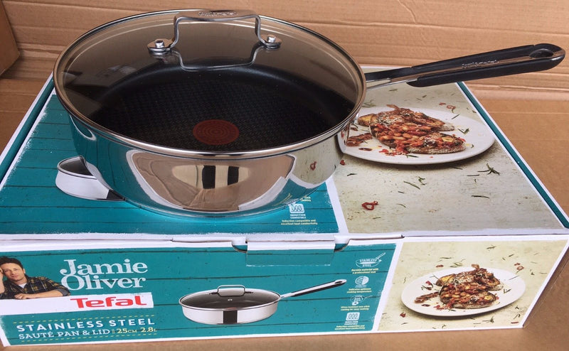 Jamie Oliver by Tefal Saute Pan and Lid 25cm 2.8L Boxed Induction Compatible - Jacksons of Saintfield