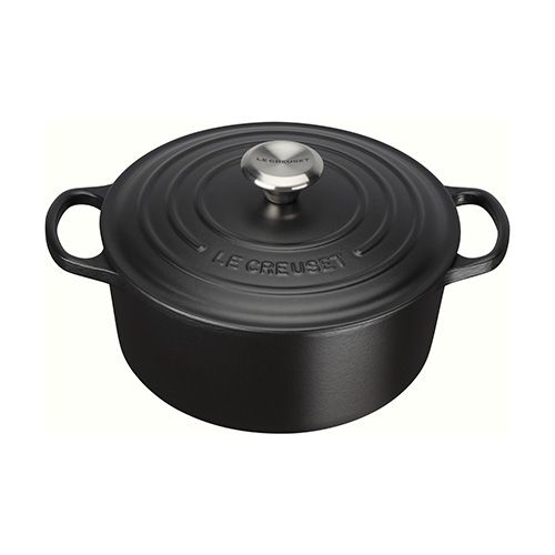 Le Creuset Signature Cast Iron 24cm Round Casserole Dish - Satin Black