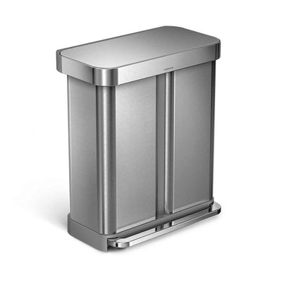 SimpleHuman CW2025 58 litre Dual Compartment Pedal Bin Brushed Steel