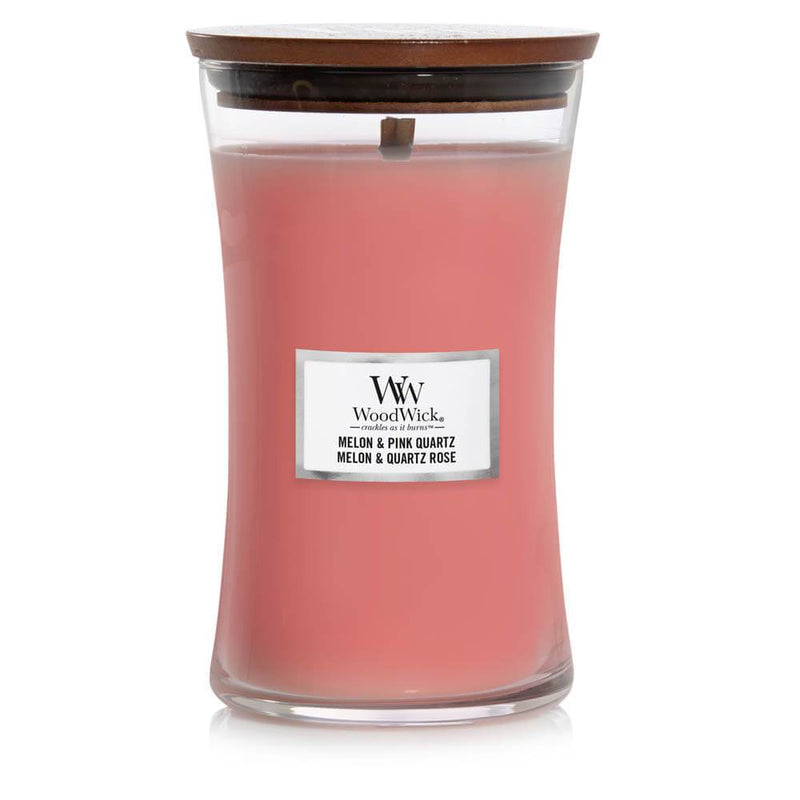 Woodwick Large Hourglass candle Melon & Pink Quartz